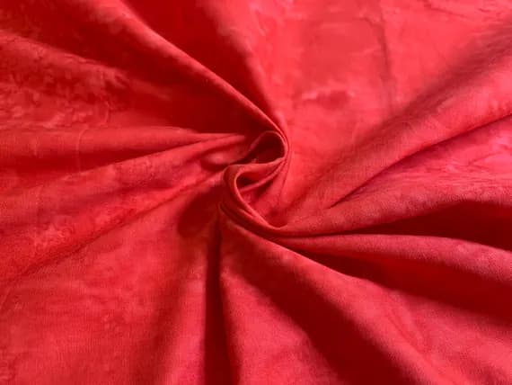 scarlet cotton fabric - 3/4 yard Scarlet Red Watercolor Cotton Batik Fabric