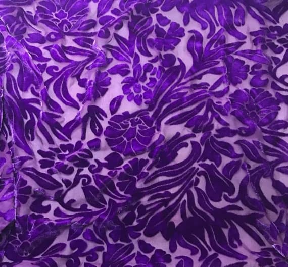 purple velvet fabric - PURPLE Floral Burnout Hand Dyed Silk Velvet Fabric