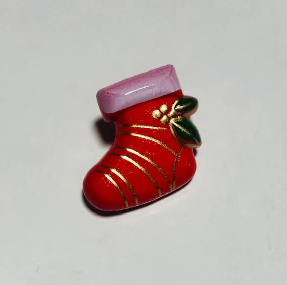 none - Christmas Stocking Plastic Button - 28mm / 1" - Dill Buttons Brand