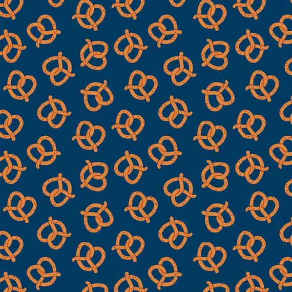 royal cotton fabric - Food Truck Pretzel Royal Blue - Paintbrush Studio Cotton Fabric