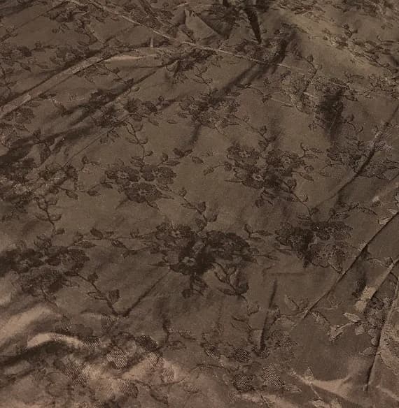 brown dupioni fabric - Chocolate Brown Floral Jacquard - Silk Dupioni Fabric