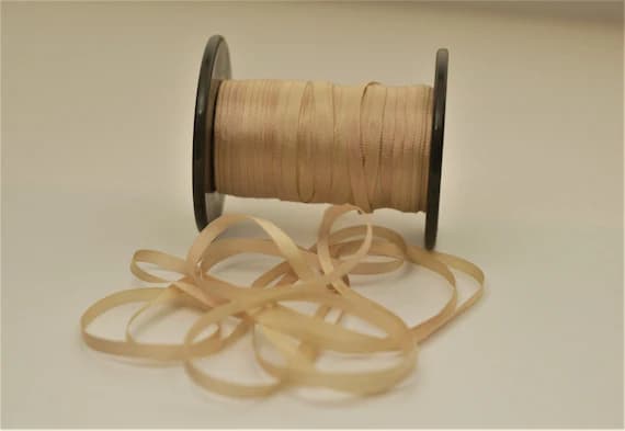 champagne none - Hand Dyed Dusty Champagne Rose #2 Pure Silk Embroidery Ribbon 4mm 1/8" wide Japan -3 yards-