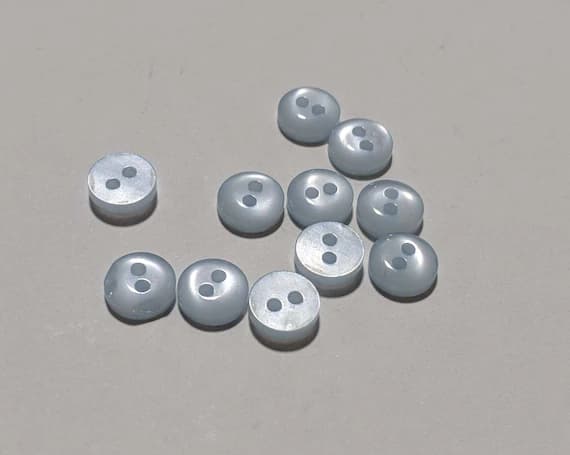 blue none - Pale Blue Tiny Baby or Doll 2 Hole Plastic Button -8mm / 5/16 inch - Dill Buttons Set of 6