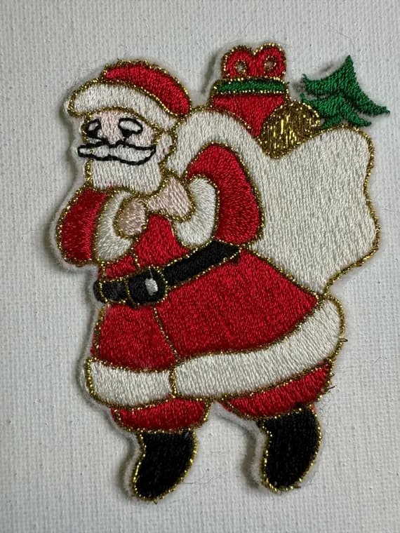 fabric - Vintage Santa Claus with Gifts Christmas Embroidered Applique