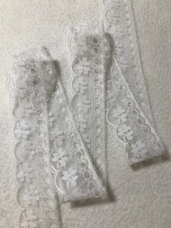 white lace - Vintage Heirloom Eyelet Border Lace Trim White 1.5" wide Made in USA