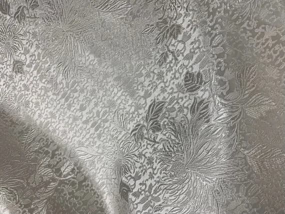 white brocade fabric - White on White Mums Floral - Silk Brocade Fabric