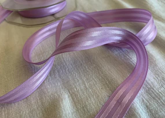 purple none - Vintage Purple Stripe Satin Ribbon - 9/16" wide - 5 Yards - Made in England