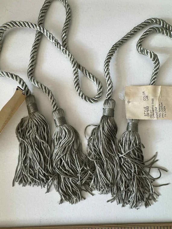 sage none - Sage Green Rayon Cotton Linen Tassel Tieback for Curtains Tie Back Conso New Chainette Set of 2