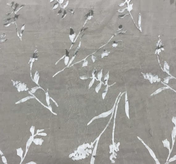 white charmeuse fabric - Burnout Devore Satin Fabric - White Wispy Floral