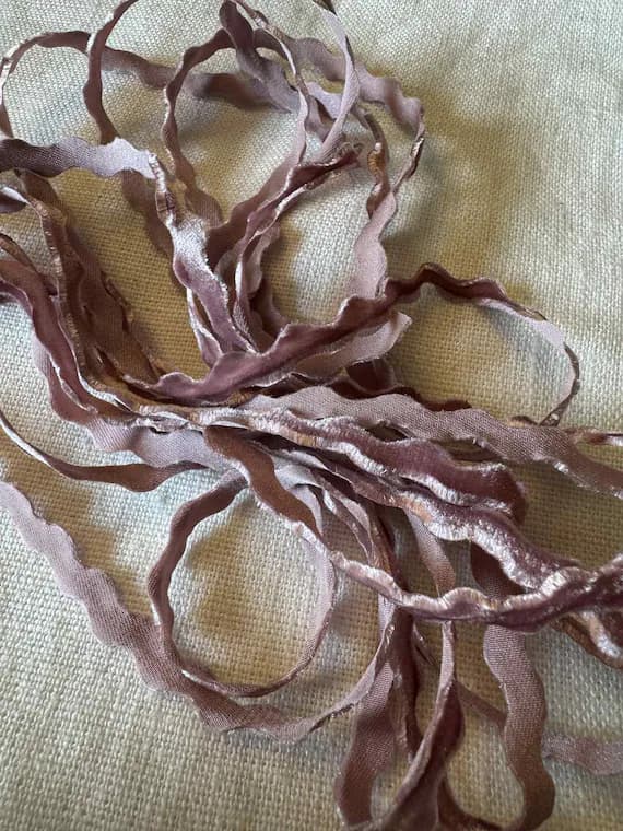 none - Dusty Rose Velvet Rick Rack Trim Made in France 3/8" per yard