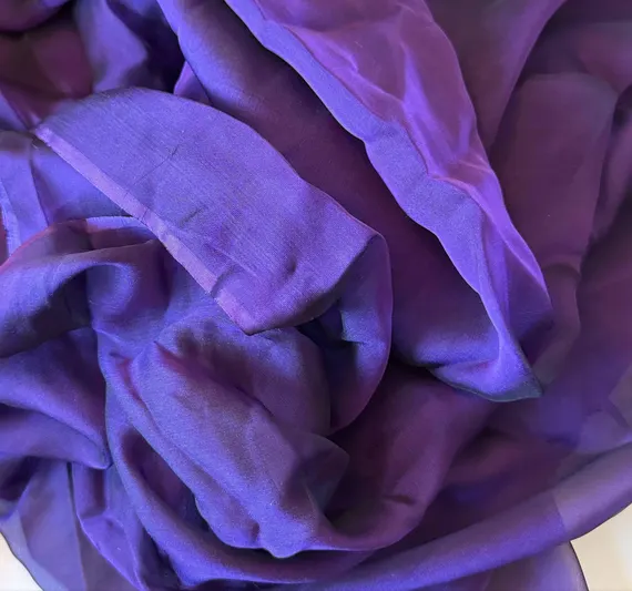 purple chiffon fabric - Eggplant Purple - Iridescent Silk Chiffon Fabric