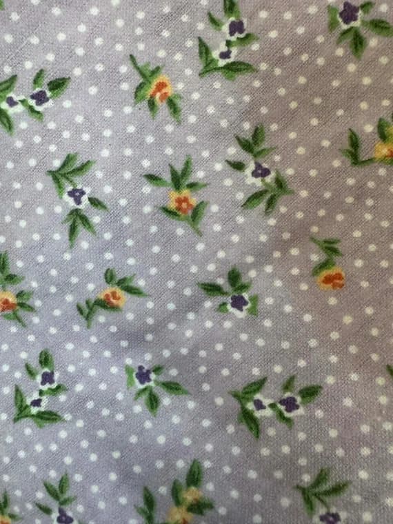 purple cotton fabric - Purple with Flower Buds Floral - Cotton Flannel Fabric