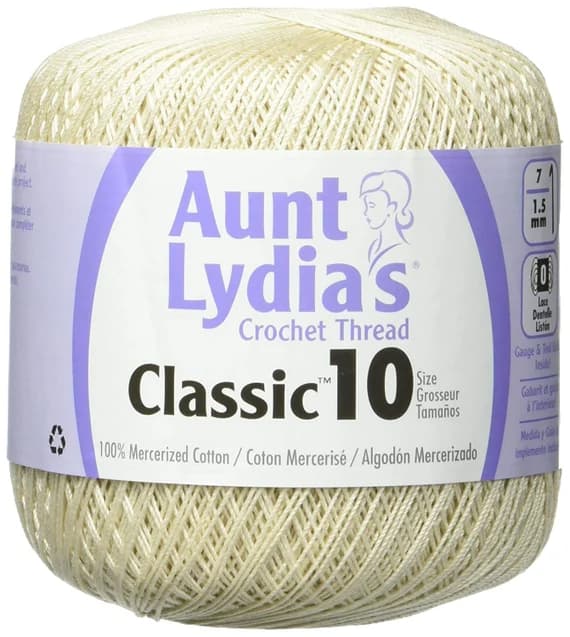 none - Coats Aunt Lydia's Crochet Cotton Thread Classic Size 10; Ecru (154-419) 400 Yards