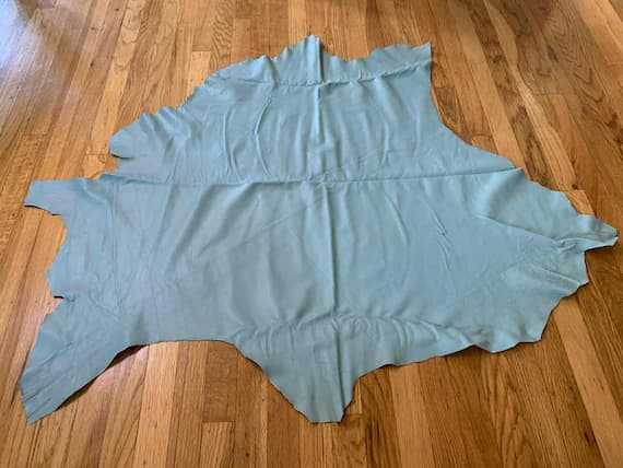 blue leather - POWDER BLUE Lambskin Leather Whole Hide 9 Square Feet