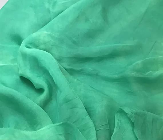 green chiffon fabric - Hand Dyed SPEARMINT GREEN Soft Silk Organza Fabric - 54" wide