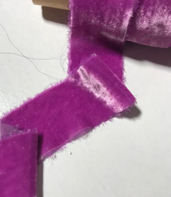 lilac none - Hand Dyed Bright Lilac Silk Velvet Ribbon ( 4 Widths to choose from)