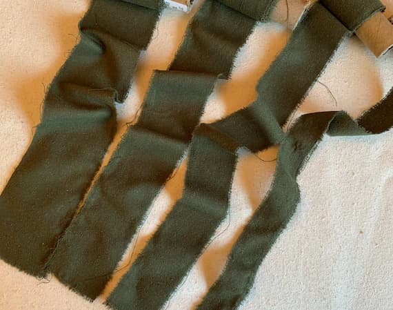 olive none - Olive Green 100% Silk Noil Ribbon ( 4 Widths to choose from)