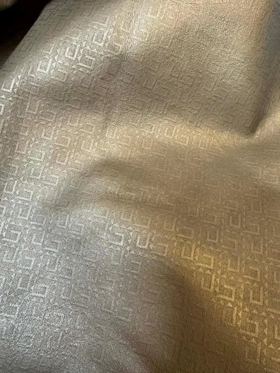taupe leather - Metallic Taupe Brown Geometric Cow Hide Leather Hide 6 Square Feet