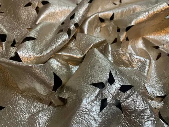 silver leather - Metallic Silver Laser Cut Flowers Lambskin Leather Whole Hide 12 Square Feet