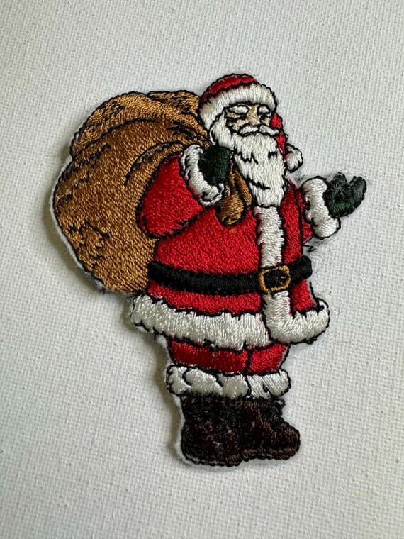fabric - Vintage Santa Claus with Gifts Christmas Embroidered Applique