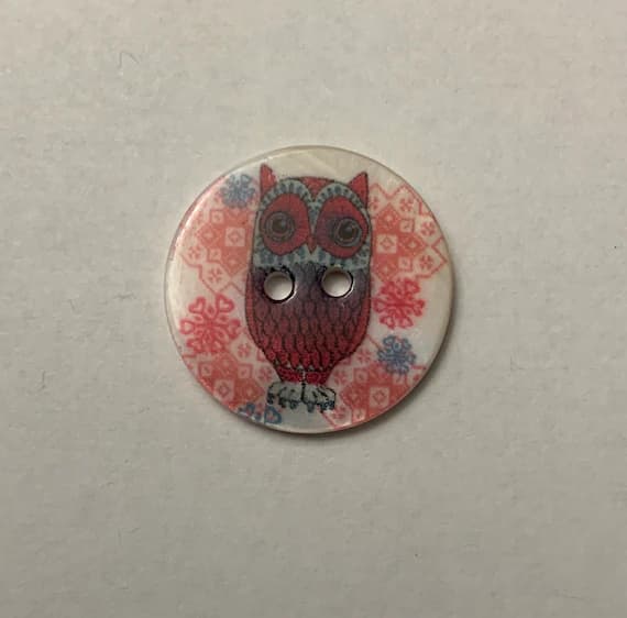 none - Owl Floral Natural Pearl Shell Button - Made in France (2 Sizes to Choose From) (Set of 2)