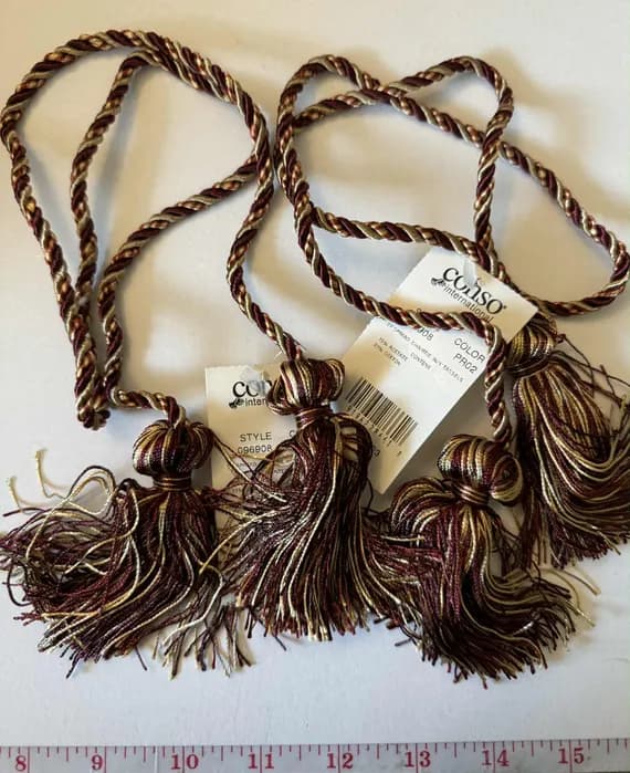 gold none - Red & Gold Tassel Tieback for Curtains or Chairs Tie Back Conso New Set of 2