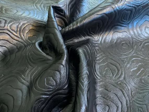 black leather - Black Roses Cow Hide Leather Whole Hide - 10 Square Feet