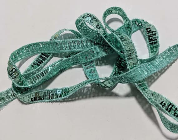 none - AQUAMARINE French Metallic Double Row Sequin Ribbon (10mm/ 3/8" wide)