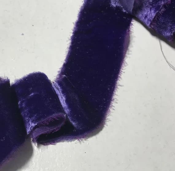 purple none - Hand Dyed Imperial Purple Silk Velvet Ribbon ( 4 Widths to choose from)