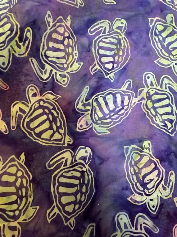 blue cotton fabric - Light Blue Turtles on Purple - Legend Blue - Batik by Mirah Cotton Fabric