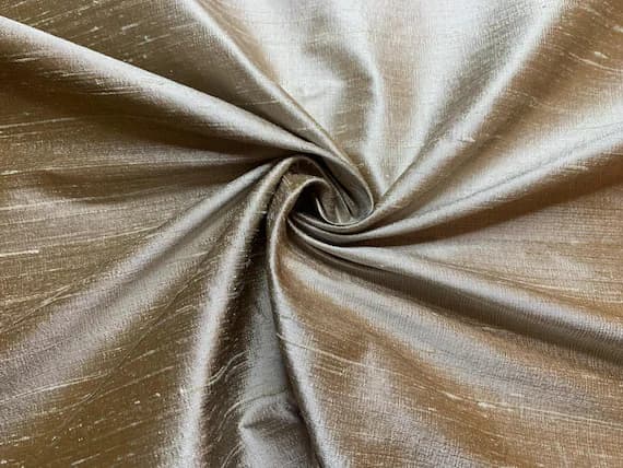 taupe dupioni fabric - Pearl Taupe - 100% Silk Dupioni Fabric