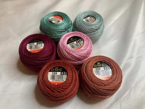 none - lot of 6 DMC 116 8 Perle Cotton Thread Balls; Size 8 brand new #65