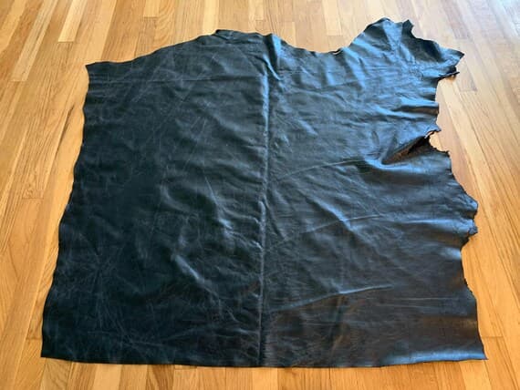 black leather - Black Cow Hide Leather Hide 9 Square Feet