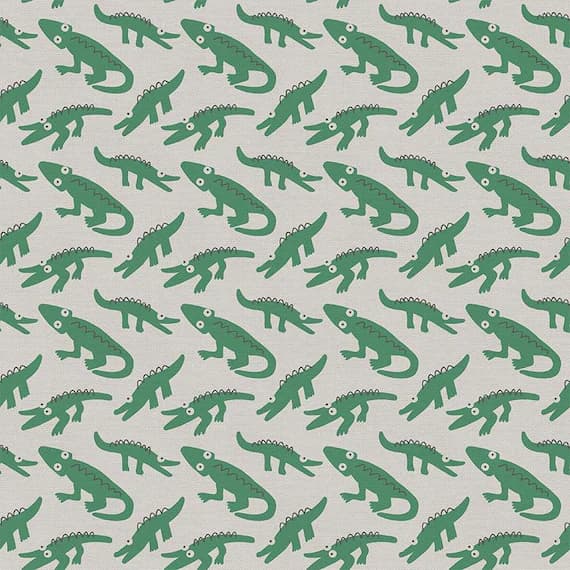 gray cotton fabric - Alligators on Gray - Animal Kingdom - by Jessica Nielsen for Paintbrush Studio 100% Cotton Fabric