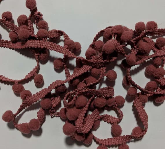 none - MAUVE French Pom Pom Trim (3/4" wide)