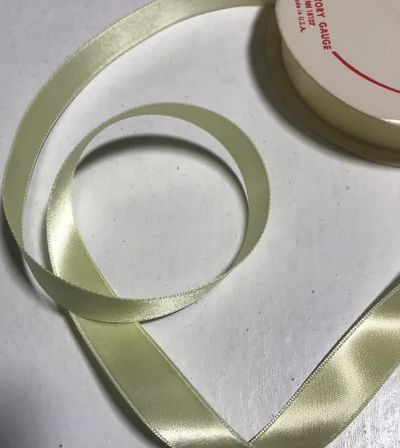yellow none - Light Mais Yellow 5/8" Vintage Grayblock Double Faced Satin Ribbon x 1 2/3 yard