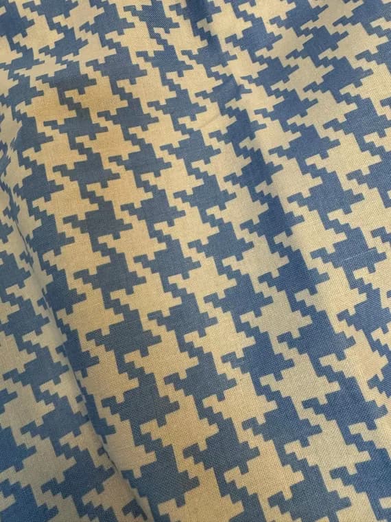 blue cotton fabric - Michael Miller Everyday Houndstooth Blue Boy - Cotton Quilting Fabric