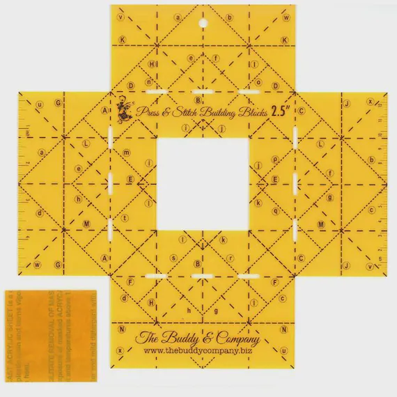 none - 2.5" Square Building Block Quilting Ruler - Press & Stitch Building Block Series