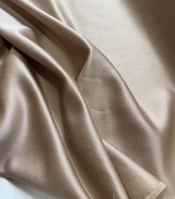 champagne charmeuse fabric - Pale Rose Gold Champagne - Silk/Rayon Satin Fabric