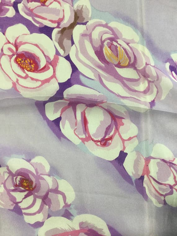 purple chiffon fabric - Purple Roses - Silk Chiffon Fabric