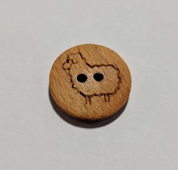 none - Sheep / Lamb on Wood Button - 18mm / 11/16" - Dill Buttons