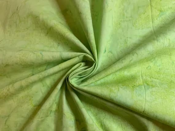green cotton fabric - 1/2 yard Light Green Watercolor Cotton Batik Fabric