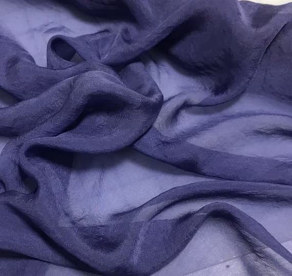 blue organza fabric - Hand Dyed Midnight Blue - Soft Silk Organza Fabric