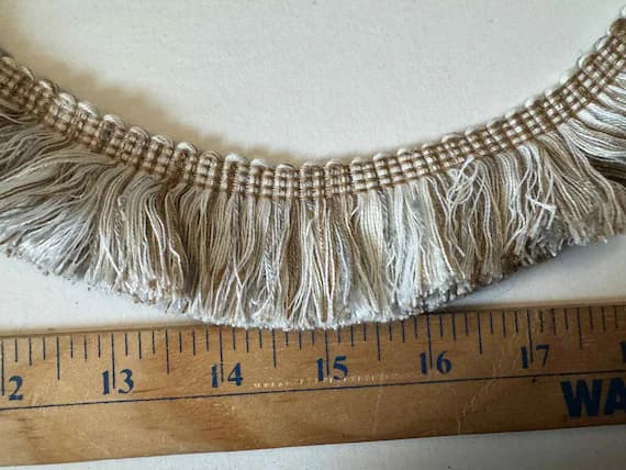gray none - Vintage Tassel Fringe Trim Gray White & Brown 1.5" wide x 2 Yard increments