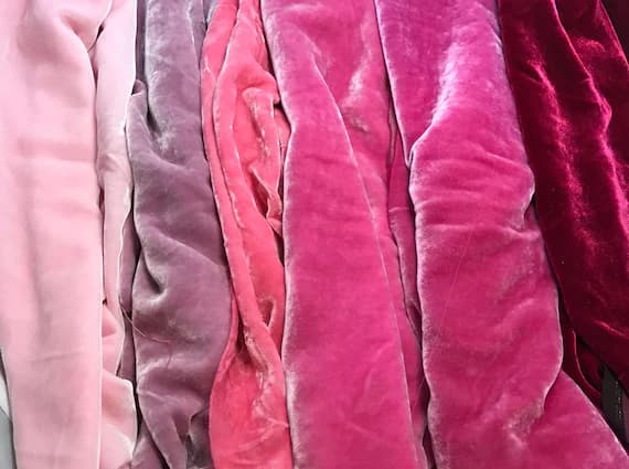 pink velvet fabric - Big Pink Sample Set - Hand Dyed Silk Velvet Fabric - 1/4 Yard x 45" Each