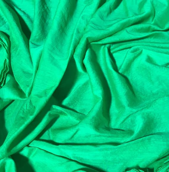 kelly silk fabric - Hand Dyed Bright Kelly Green - Silk/Cotton Voile Fabric