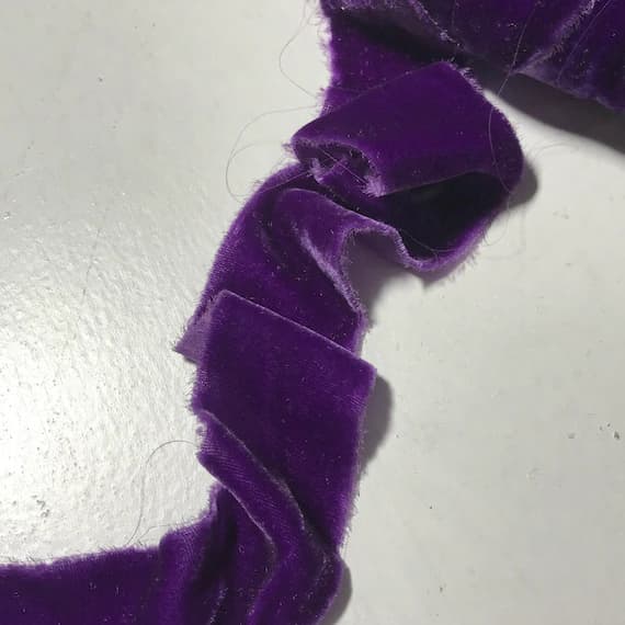 royal none - Hand Dyed Royal Purple Silk Velvet Ribbon ( 4 Widths to choose from)
