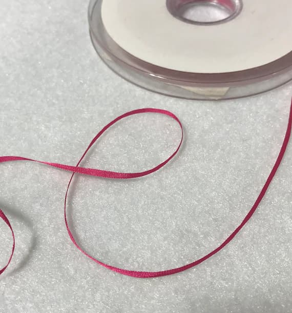 fuchsia none - Fuchsia Pink Pure Silk Embroidery Ribbon 2mm (1/16") wide Made in France - 3 Yards-