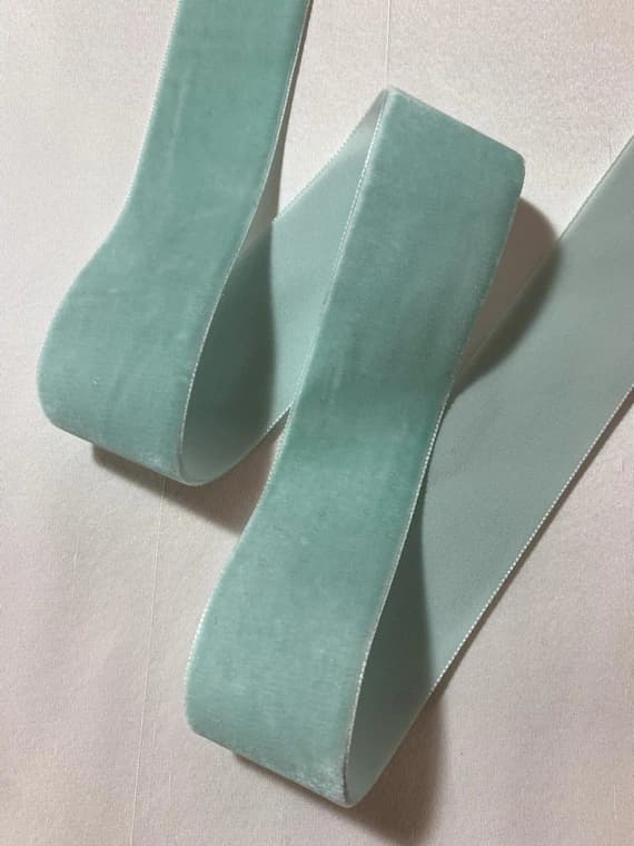 blue none - ROBIN'S EGG BLUE French Velvet Ribbon (1 1/2" wide)