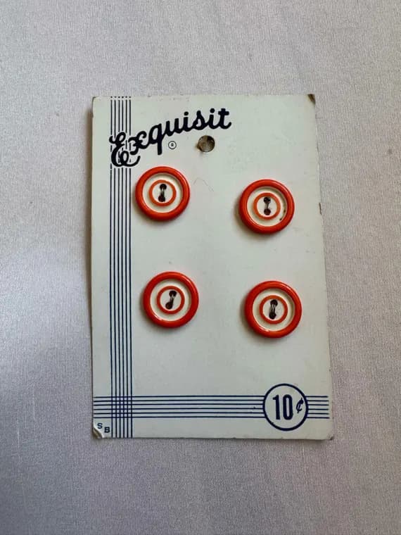 white none - Set of 4 Vintage 5/8" Orange & White Plastic Buttons on Card